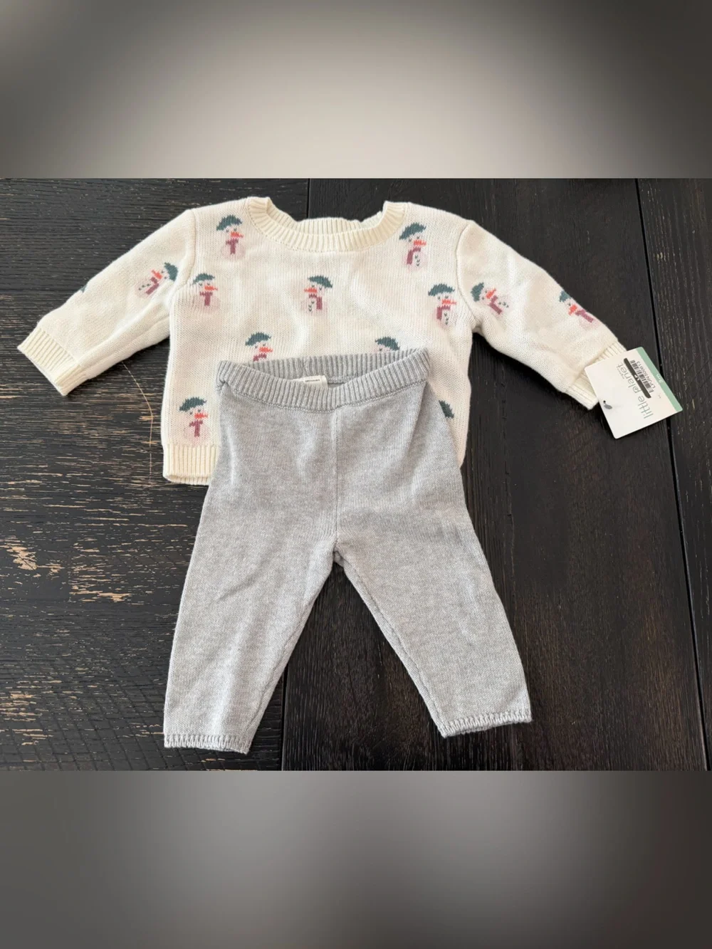 Carter’s Little Planet Organic Snowman Knit Sweater & Gray Knit Pants Set